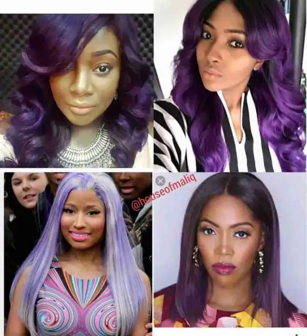 Toolz, Tiwa Savage, Lilian Esoro & Nicki Minaj: Who Rocked The Purple Hairstyle Best?